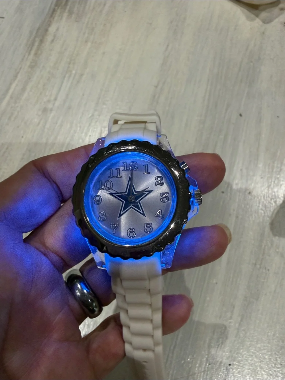 White Dallas Cowboys Silicone Star Dial Sports Watch